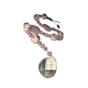 Pink Pearl Beaded Crystal Dangling Sun Catcher Single Strand